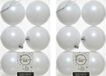 Decoris Kerstballen - 12x st - wit - D8 cm - kunststof - mat/glans