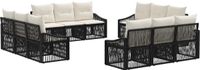vidaXL Tuinbank - Set - 12 - st - Zwart - poly - rattan