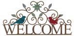 Métal Bienvenue Décoration murale avec Oiseaux pour Intérieur et Extérieur