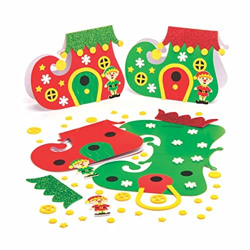 Baker Ross AT323 laarzen met kaartenset, kerst, zelf (6 stuks) knutselen voor kinderen, gesorteerd