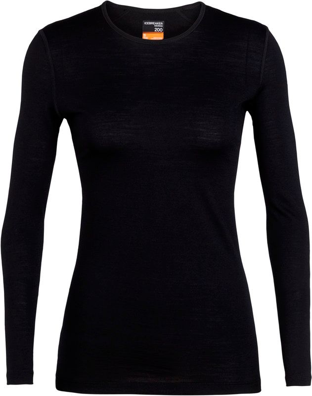 Icebreaker 200 Oasis Longsleeve Crew Top Dames - Zwart - XS - 2018