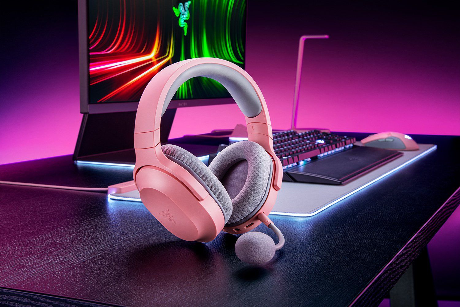 Razer Barracuda X Gaming Headset - Wireless - Bluetooth - USB-C - Pink