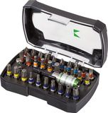 Algemeen Mauer Schroefbitset, 31 delig, Bits Philips, Pozidrive, Torx, Hex, Sleuf, Incl. Magnetische Bithouder en Snelwisselkop, in stevige kunststof opbergdoos.