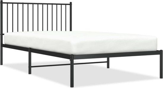 vidaXL Bedframe met hoofdbord metaal zwart 107x203 cm