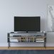 Hanah Home Support TV élégant avec option de montage mural, anthracite et chêne, 120 cm x 25 cm x 46,6 cm, 100% mélaminé, épaisseur 18 mm, plusieurs étagères pour espaces de vie modernes