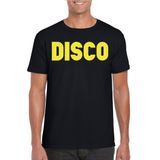 Bellatio Decorations Verkleed T-shirt heren - disco - zwart - geel glitter - jaren 70/80 - carnaval XXL