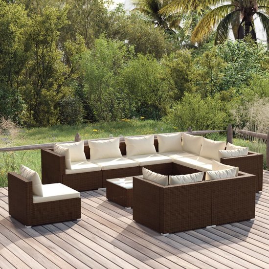 The Living Store Loungeset Polyrattan - Bruin - Modulair Design