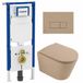Geberit QeramiQ Dely Toiletset - 36.3x51.7cm - diepspoel - rimless - Geberit UP720 inbouwreservoir - softclose toilet zitting - bedieningsplaat taupe - rechthoekige knoppen - mat beige