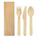 100 Makan 100 stuks - set met vorken, messen, lepels van kraftpapier 16 cm natuurlijk hout