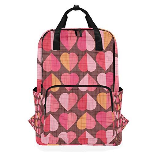 MONTOJ Travel Rugzak Rood Hart Lijst Patroon School Rugzak