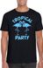 Bellatio Decorations Tropical party T-shirt heren - met glitters - zwart/blauw - carnaval/themafeest XL