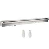 VEVOR Fontaine de piscine étang argent en acier inoxydable 304 cascade bassin extérieur 150 x 11,5 x 8 cm avec 2 conduits d'eau