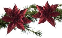 Cosy&Trendy Billiet - Vanlaere Kerstster Kerstboomversiering - 2 stuks - 15 cm - rood glitter - op clip