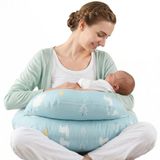 SHANNA Voedingskussen, multifunctioneel borstvoedingskussen, ergonomische vorm, overtrek van 100% katoen, afneembare overtrek, wasbaar zwangerschapskussen (groene beren)