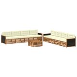 vidaXL - Buiten - bank - set - 9 - st - Natuurlijk - en - Crème - Polyester