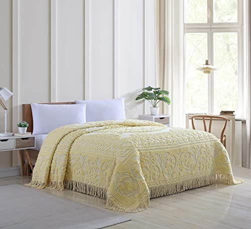 Beatrice Home Fashions Chenille Sprei - Geel - King