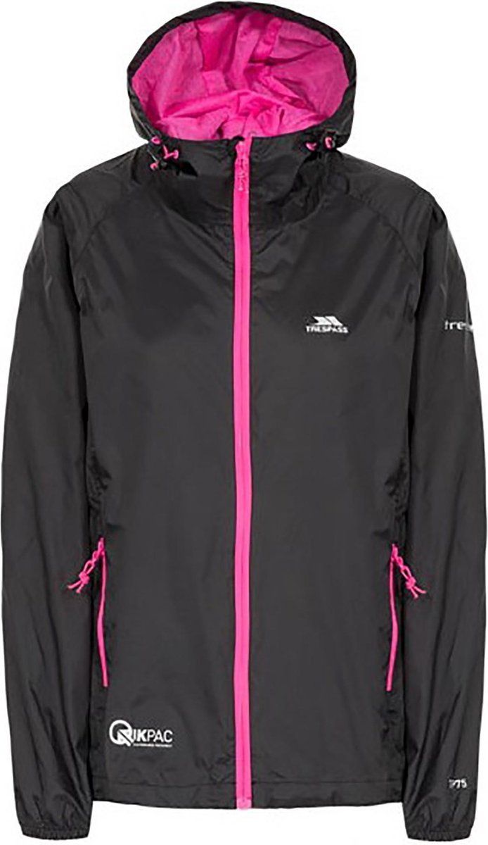 Trespass Dames Qikpac Compact Pack Away waterdichte regenjas - zwart - Maat: 2022 - EAN: 5045274438550