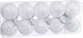 BigBuy Christmas Kerstballen Wit Zilverkleurig Plastic Weefsel Pailletten 6 x 6 x 6 cm (10 Stuks)
