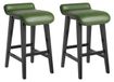 Tabourets de bar, set de 2 - Tabourets de bar - Hauteur d'assise 66,5 cm - Dossier bas - Repose-pieds - Cadre en métal - Vert