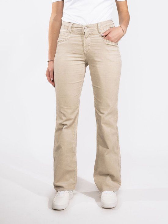 Red Button Bibette 10W corduroy flared high waist flared broek beige