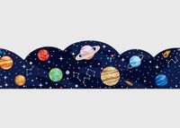 AG Design AWBD 8666 Zelfklevende wandrand met golfsnit voor kinderen, planeten in de ruimte, waterdicht, gebogen decoratieve rand voor baby's en kinderkamer, meerkleurig, 300 x 13,5 cm
