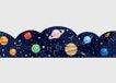 AG Design AWBD 8666 Zelfklevende wandrand met golfsnit voor kinderen, planeten in de ruimte, waterdicht, gebogen decoratieve rand voor baby's en kinderkamer, meerkleurig, 300 x 13,5 cm