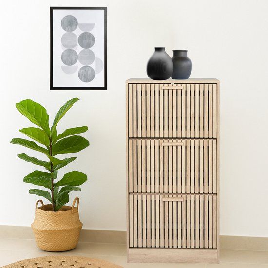 MISOU Klaus Schoenenkast - met 3 - Lades - Schoenen - Opbergsysteem - Bruin - Schoenenrek - Hal organizer - 12 paar