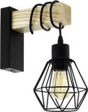 Eglo Townshend 5 Wandlamp - E27 - Hout - Zwart/Bruin