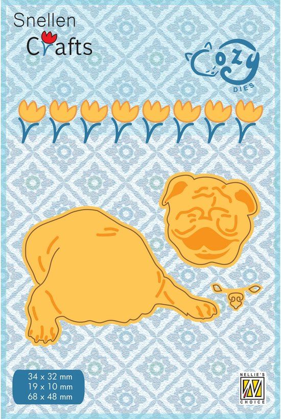 Nellie Snellen snijmal - 68 x 68 mm - SCCOD003 Cozy Dies faithful friend bulldog buldog hond