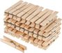 Merkloos Talen Tools Wasknijpers - 48 stuks - Berkenhout - Metaal - 6 cm