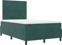 vidaXL LED Box Spring Bed with Mattress Dark Green 120 x 200 cm Velvet