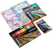 BIC Intensity Kleurset voor volwassenen, 24 kleurpotloden, 24 kleurstiften met viltstiften, 10 BIC pennen met fineliners, 2 kleurboeken, schoolbenodigdheden, 60 stuks