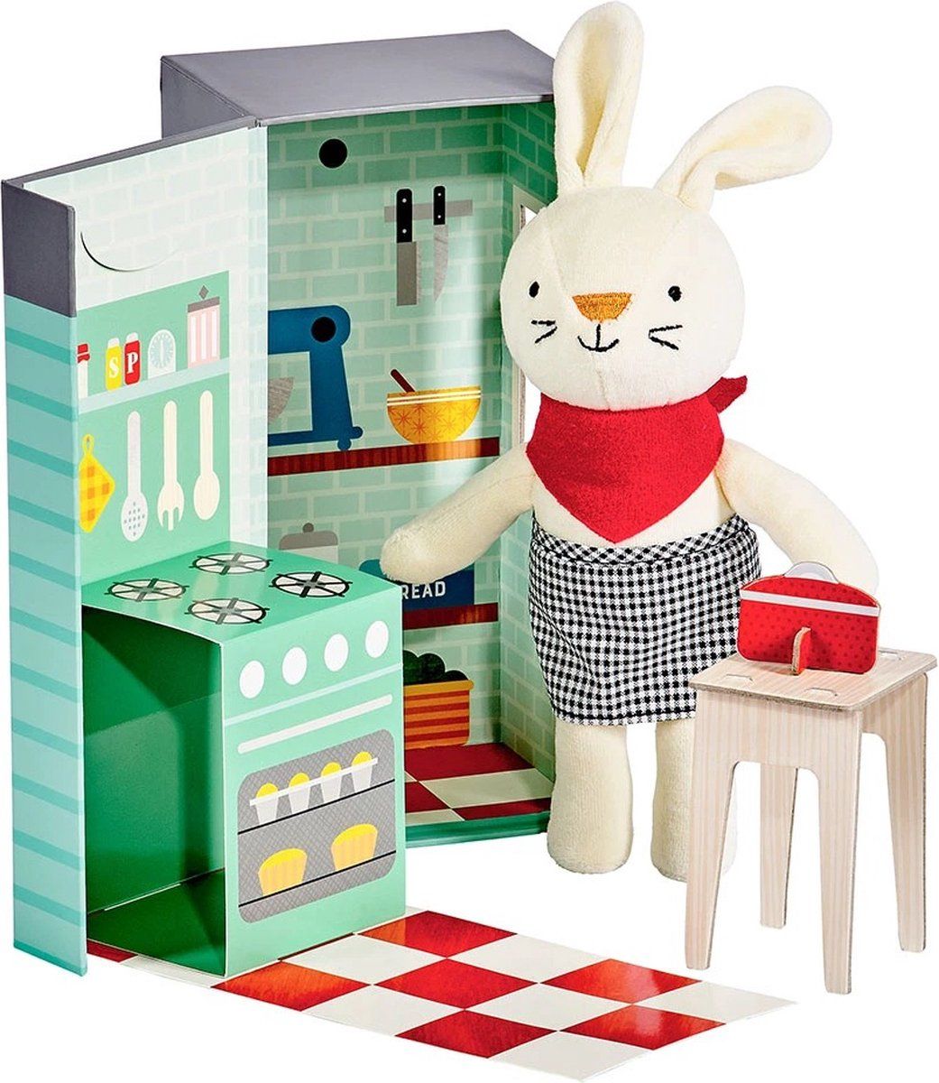 Petit Collage Rubie The Rabbit knuffel met speelset