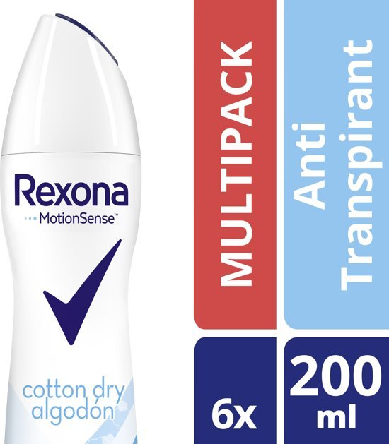 Rexona Women Anti-transpirant Spray Cotton Dry 200 ML 6 stuks