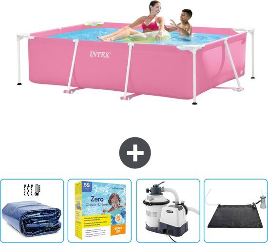 Intex Rechthoekig Frame Zwembad - 220 x 150 x 60 cm - Roze - Compleet Pakket
