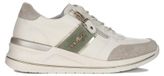 Filippo Damen Schuhe aus Echt- und Veloursleder, Beige/Grün, 4,5 cm Plateau, Weite G, sportlich-modern, mit Schnürsenkeln und Reißverschluss