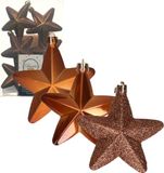 Decoris Boule de Noël Étoiles - 6 pièces - Cannelle Marron - 7 cm - Plastique