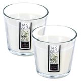 Atmosphera geurkaars - 2x - jasmijn geur - 40 branduren - wit - in glas - aroma/geurkaars