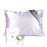 townssilk Zijde kussensloop, 100% 19 mm, pure moerbeizijde, dubbelzijdig zijde, voor haar, huid, gezondheid, zijden hoofdkussensloop, verborgen ritssluiting, 600 draden, 1 stuk, 40 x 80 cm, lavendel