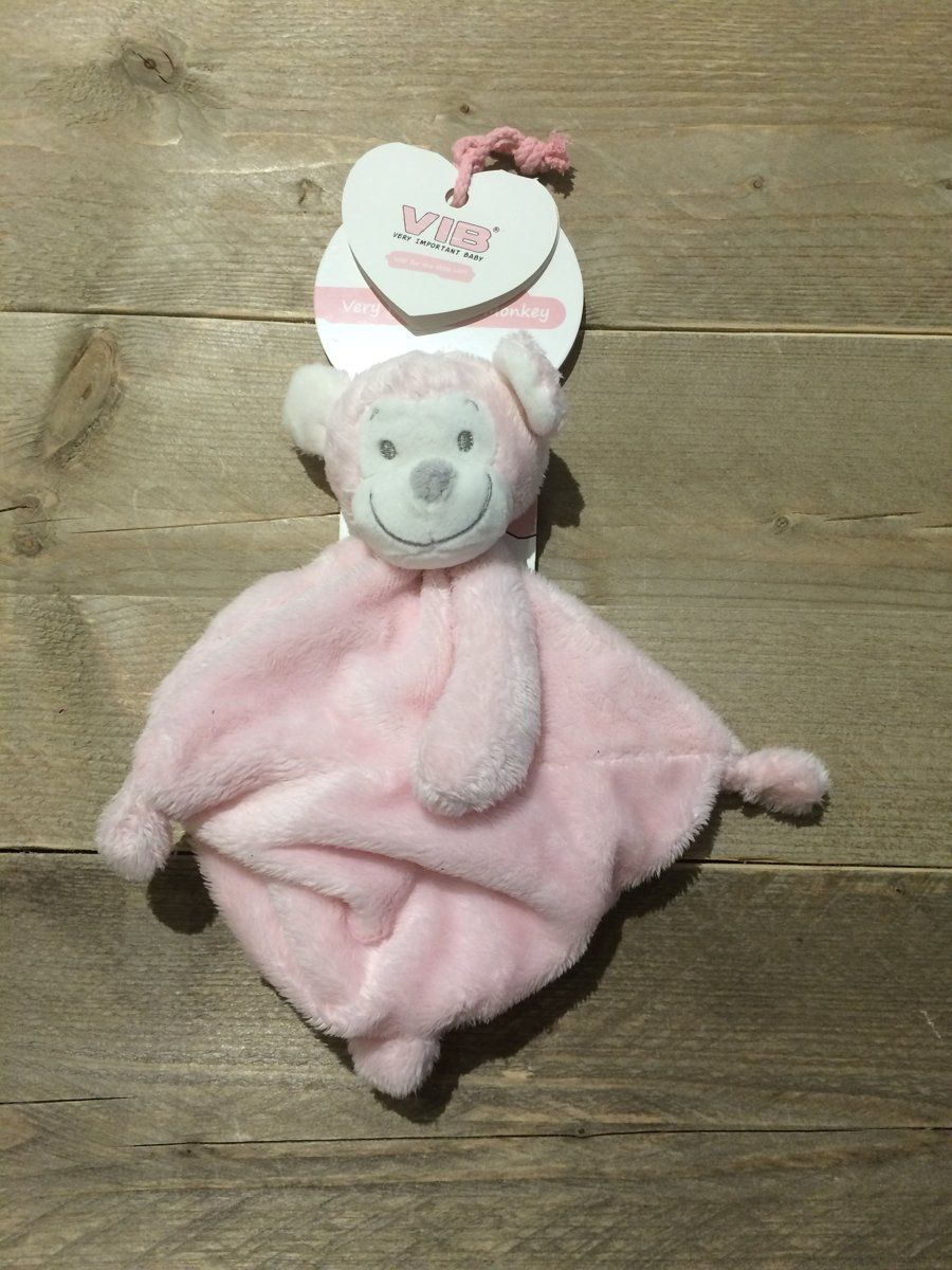 VIB Pluche Aapje Very Important Monkey Knuffeldoekje Roze