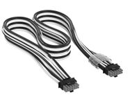 CORSAIR Elite Premium Individueel Omhulde PCIe 12V-2x6 naar PCIe 12V-2x6 600W PSU-Kabel – Drievoudige mesh paracord-omhulling, onopvallende kabelkammen, compatibel met 12V-2x6 PSU's – Zwart/Wit