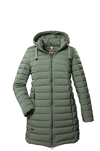 STOY Dames Gewatteerde Parka - Afritsbare Capuchon - Donkermint - Maat 46