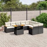 Maison Exclusive - Ensemble de jardin pour le jardin, composé de 10 pièces avec coussins, en polyrotin noir