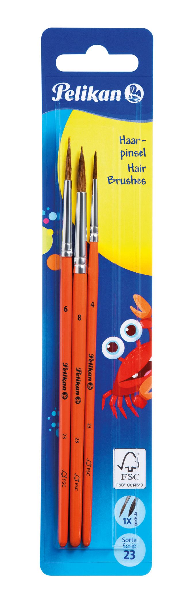 Pelikan 70038 Artiestenpenselen Bruin, Oranje, Zilver Blister