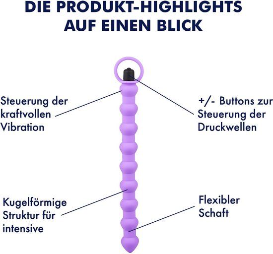 EIS, anale balletjes "Round'n'Round", huidvriendelijk siliconen, waterdicht en buigzaam, voor haar en hem, paars