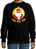 Bellatio Decorations Kersttrui / sweater - voor kinderen - Kerstman - zwart - Yo Yo Yo - rappers - Kerstdiner 98/104
