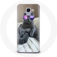 Maniacase Hoesje voor Samsung Galaxy A8 2018 Kat met paarse bril