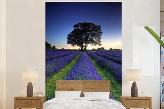 Nr1Wallpaper Behang - Fotobehang Rijen met paarse lavendel - Breedte 195 cm x hoogte 300 cm