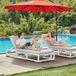 Merkloos Rootz Rode Parasol - Stokparasol - Rond - Polyester - Metaal - 300 cm