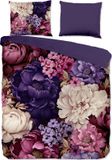 Pure dekbedovertrek bloemen - Lits jumeaux 240x200/220 cm - Paars - Microvezel